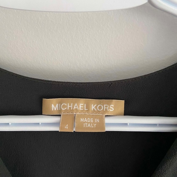 HOLIDAY PARTY GREY MICHAEL KORS SILK TWIST TIE LONG SLEEVE MIDI DRESS CLASSY - Picture 2 of 9